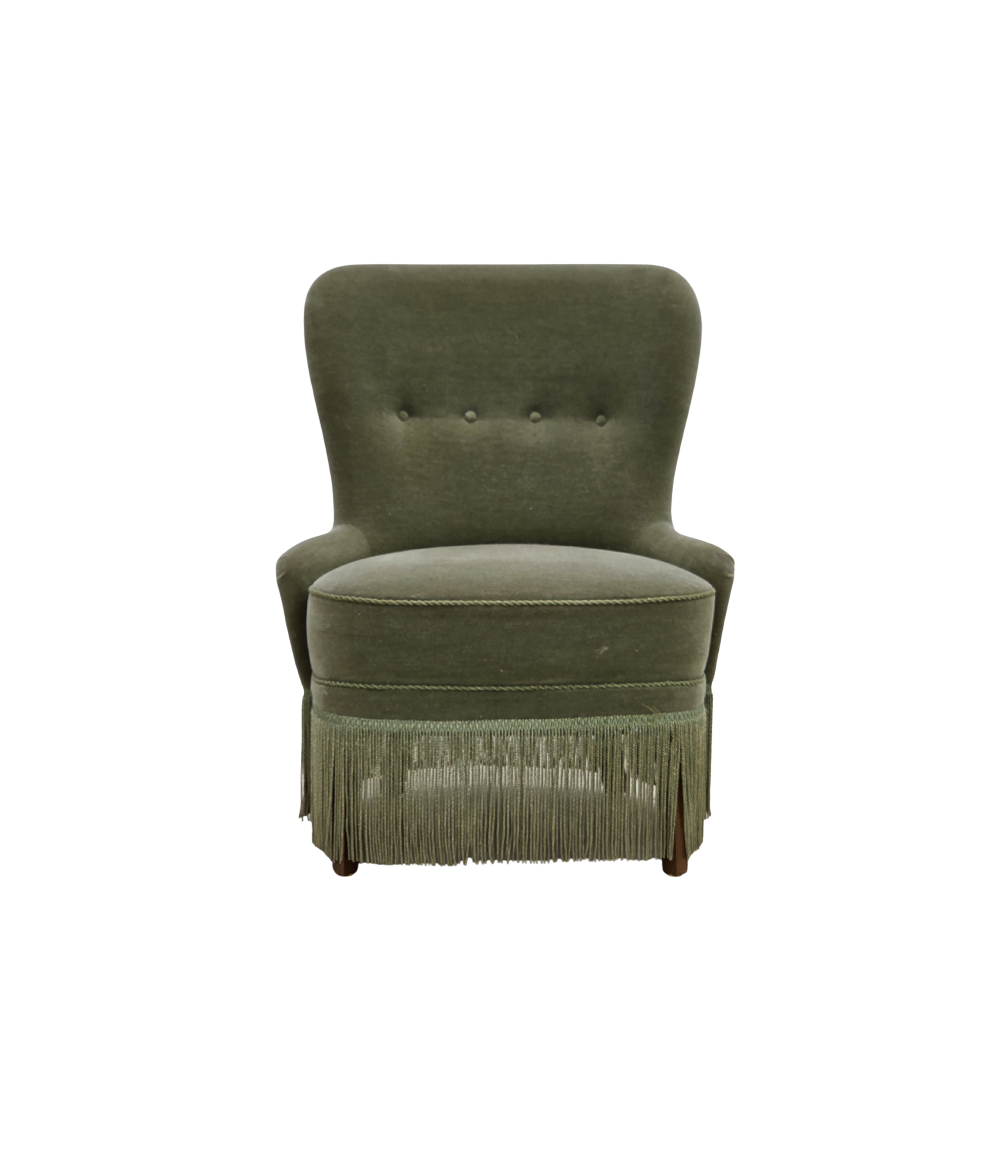 Danish_Lounge_Chair_in_Green_Velour,_Beech_Wood,_Denmark,_1970s
