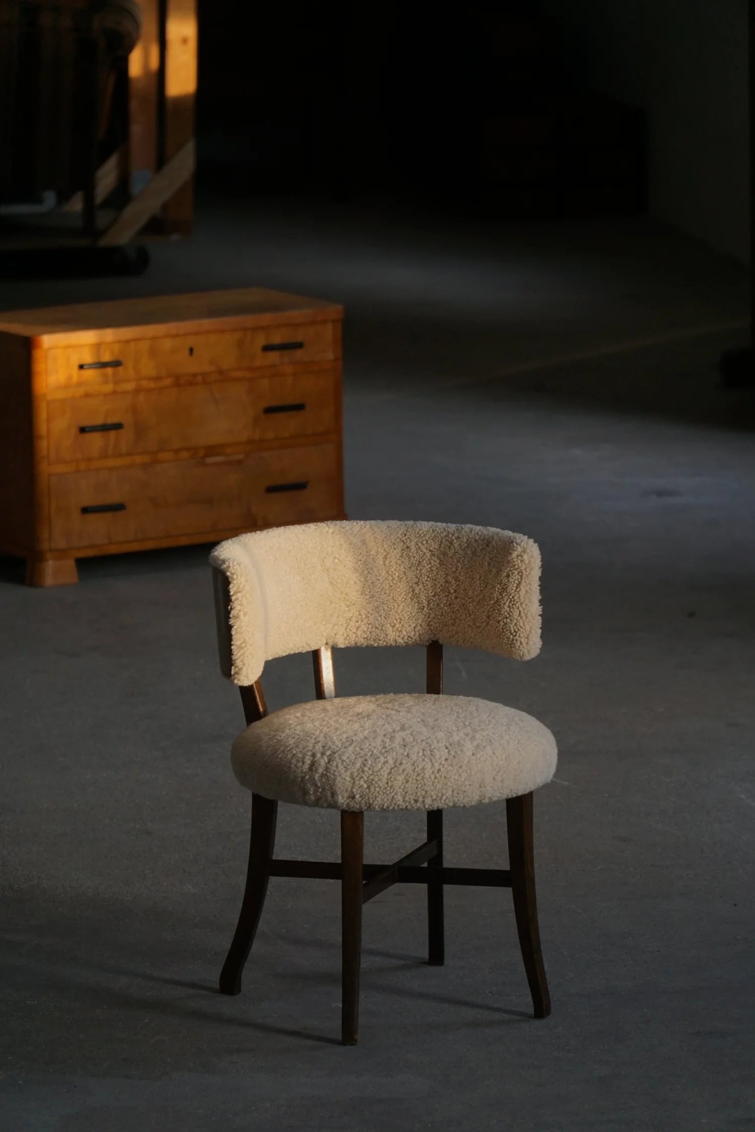 Danish_Low_Back_Chair_in_Lambswool,_Scandinavian_Modern_Design