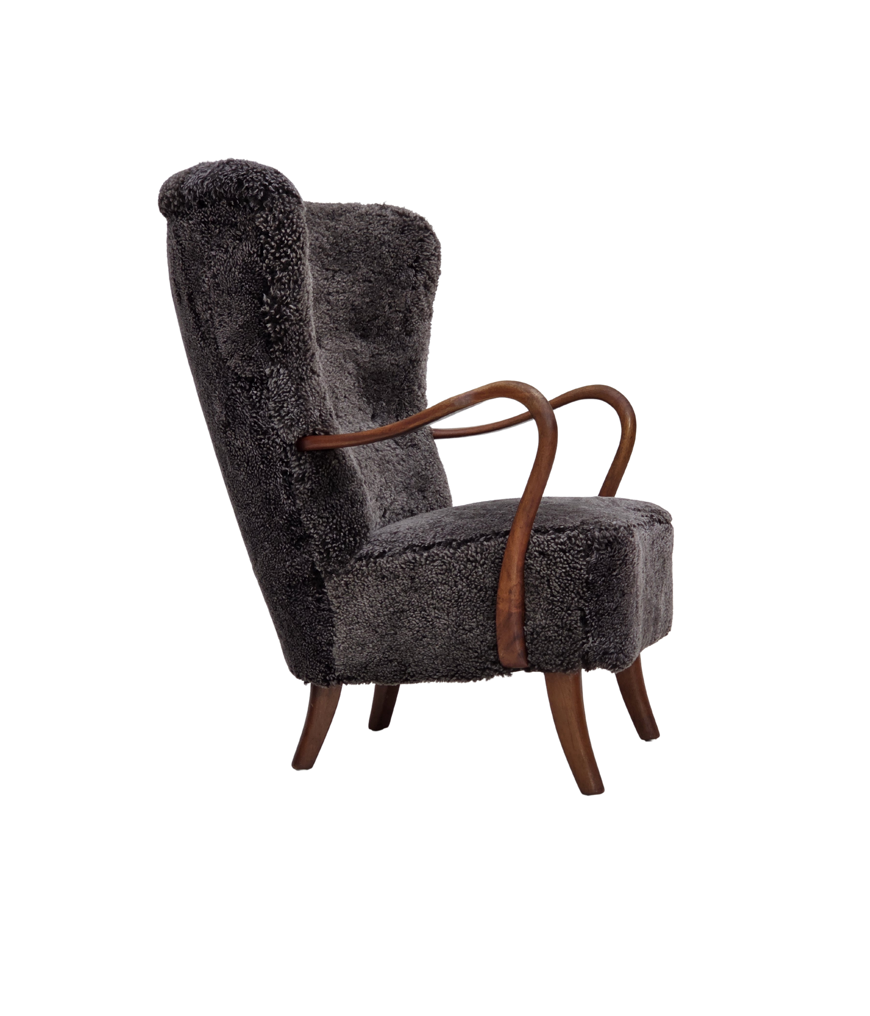 Danish_Mid-Century_Modern_Beech_Armchair_with_Genuine_Sheepskin_Upholstery_and_Leather_Buttons,_1960s