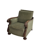 Danish_Mid-Century_Modern_Carved_Oak_Lounge_Armchair_with_Original_Green_Velour_Upholstery,_1950s