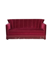 Danish_Mid-Century_Modern_Two-Seater_Sofa_in_Original_Red_Velour,_Ash_Wood_and_Brass,_Denmark,_1960s