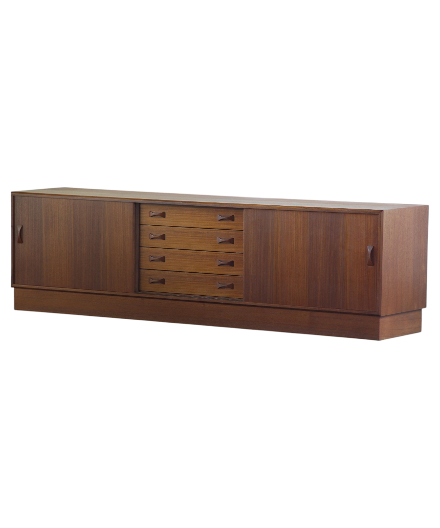 Danish_Mid-Century_Teak_Low_Sideboard_by_Clausen_&_Son_with_Sliding_Doors,_1960s