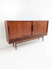 Danish_Teak_Highboard_with_Sliding_Doors_and_Drawers,_1960s,_Denmark