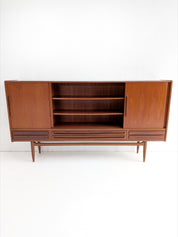 Danish_Teak_Highboard_with_Sliding_Doors_and_Drawers,_1960s,_Denmark