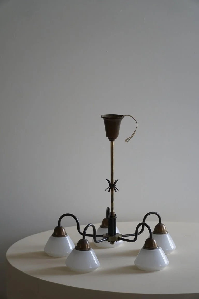 Danish_Modern_5-Headed_Chandelier_in_Opal_Glass_&_Brass,_Art_Deco,_1940s