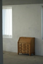 Danish_Modern_Oak_Drop_Front_Secretary_Desk,_Scandinavian_Bureau_with_Brass_Handles,_1950s