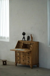 Danish_Modern_Oak_Drop_Front_Secretary_Desk,_Scandinavian_Bureau_with_Brass_Handles,_1950s