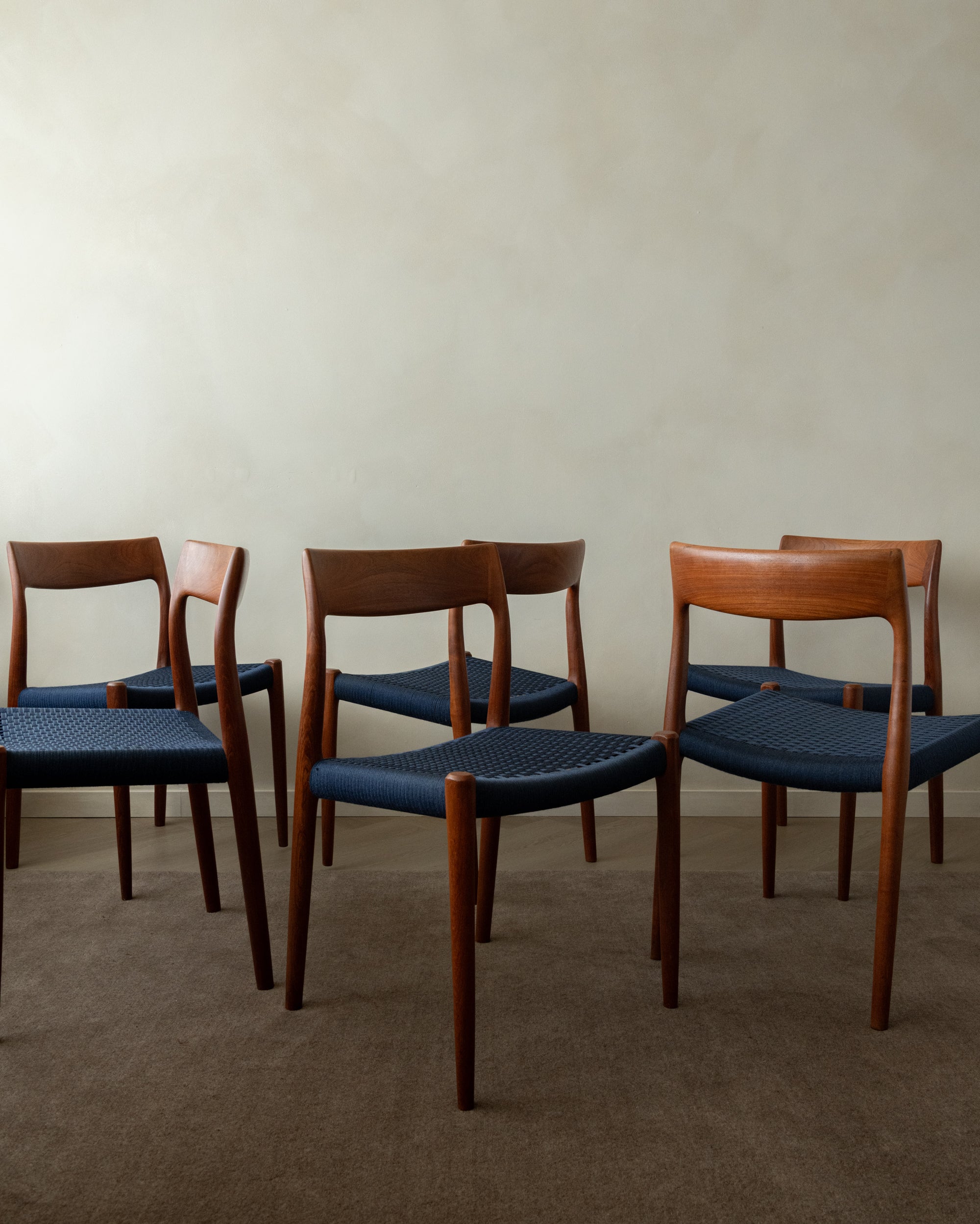 Set_of_6_Model_77_Teak_Dining_Chairs_by_Niels_Otto_Møller_for_J.L._Møllers_Møbelfabrik,_Blue_Woven_Cord,_Denmark,_1960s