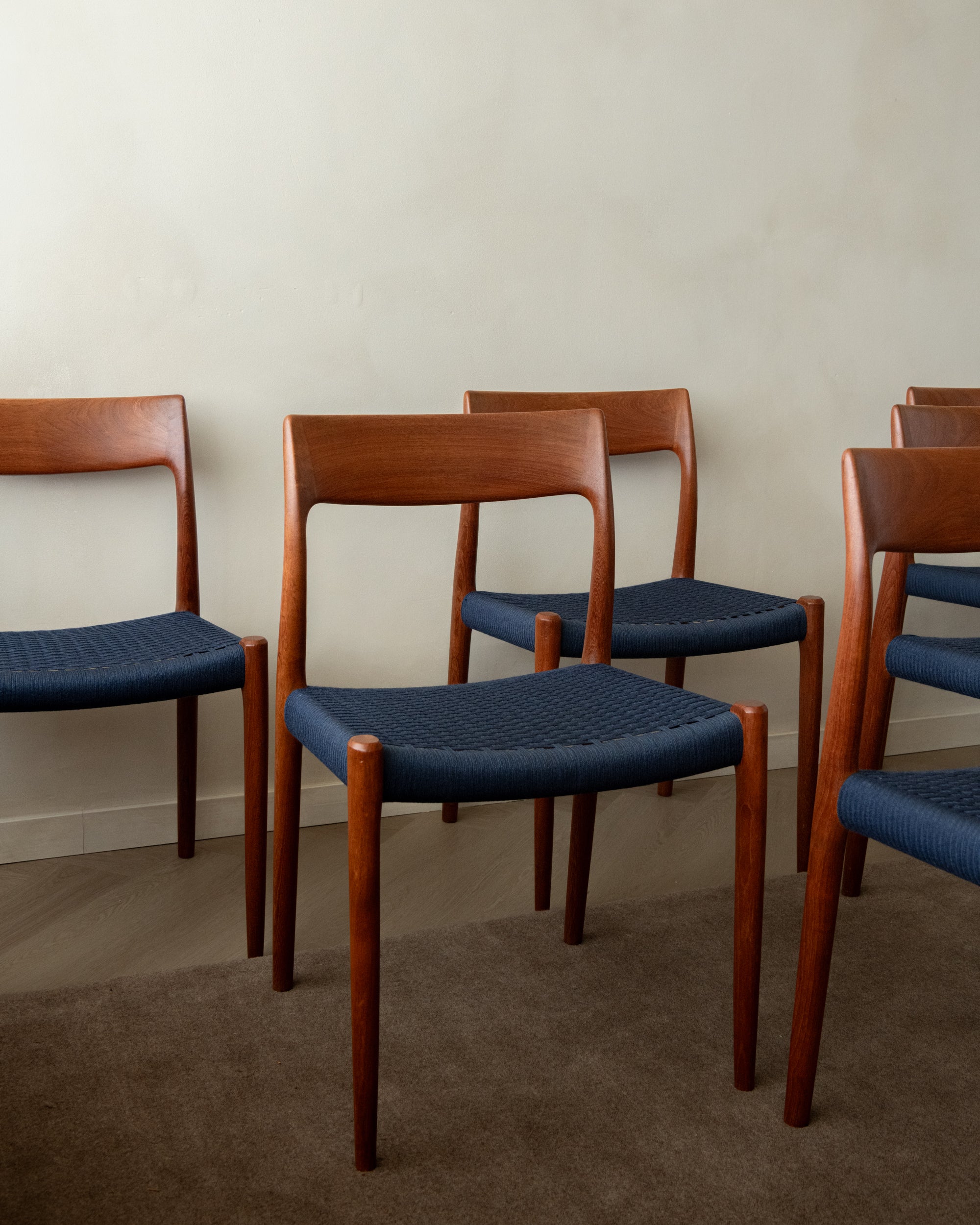 Set_of_6_Model_77_Teak_Dining_Chairs_by_Niels_Otto_Møller_for_J.L._Møllers_Møbelfabrik,_Blue_Woven_Cord,_Denmark,_1960s