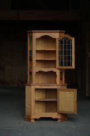 Danish_Oak_Corner_Cabinet_with_Leaded_Stained_Glass,_1940s