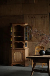 Danish_Oak_Corner_Cabinet_with_Leaded_Stained_Glass,_1940s