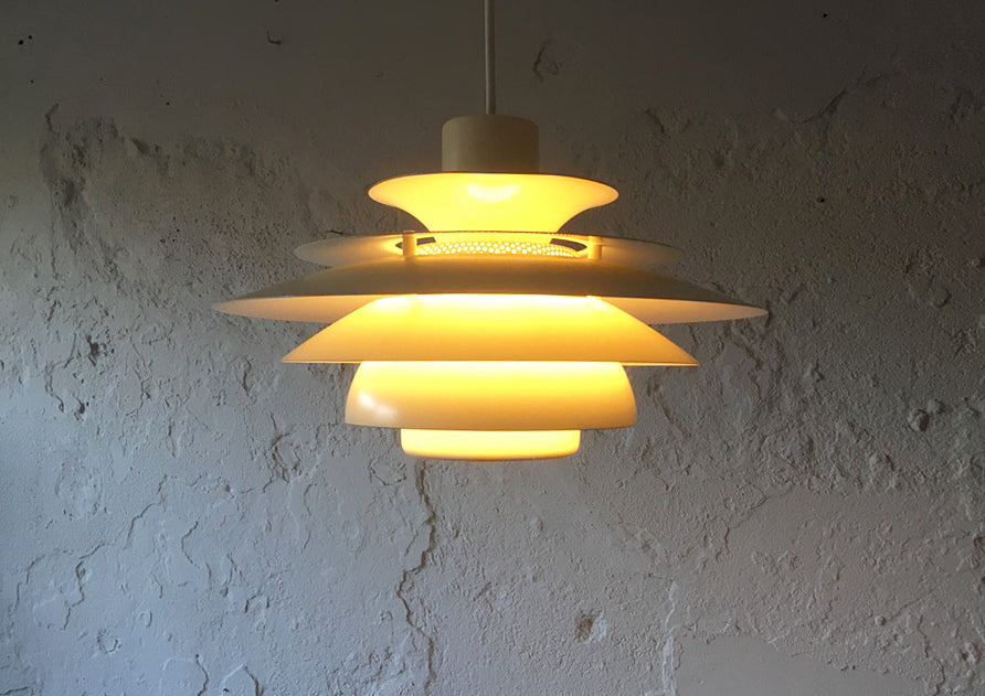 White_Layered_Metal_Pendant_Lamp_by_Jeka,_1980s,_Denmark