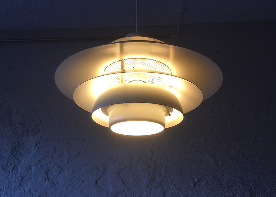 White_Layered_Metal_Pendant_Lamp_by_Jeka,_1980s,_Denmark