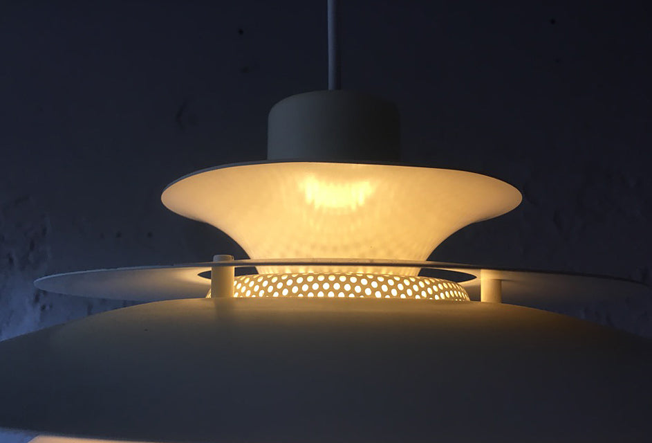 White_Layered_Metal_Pendant_Lamp_by_Jeka,_1980s,_Denmark