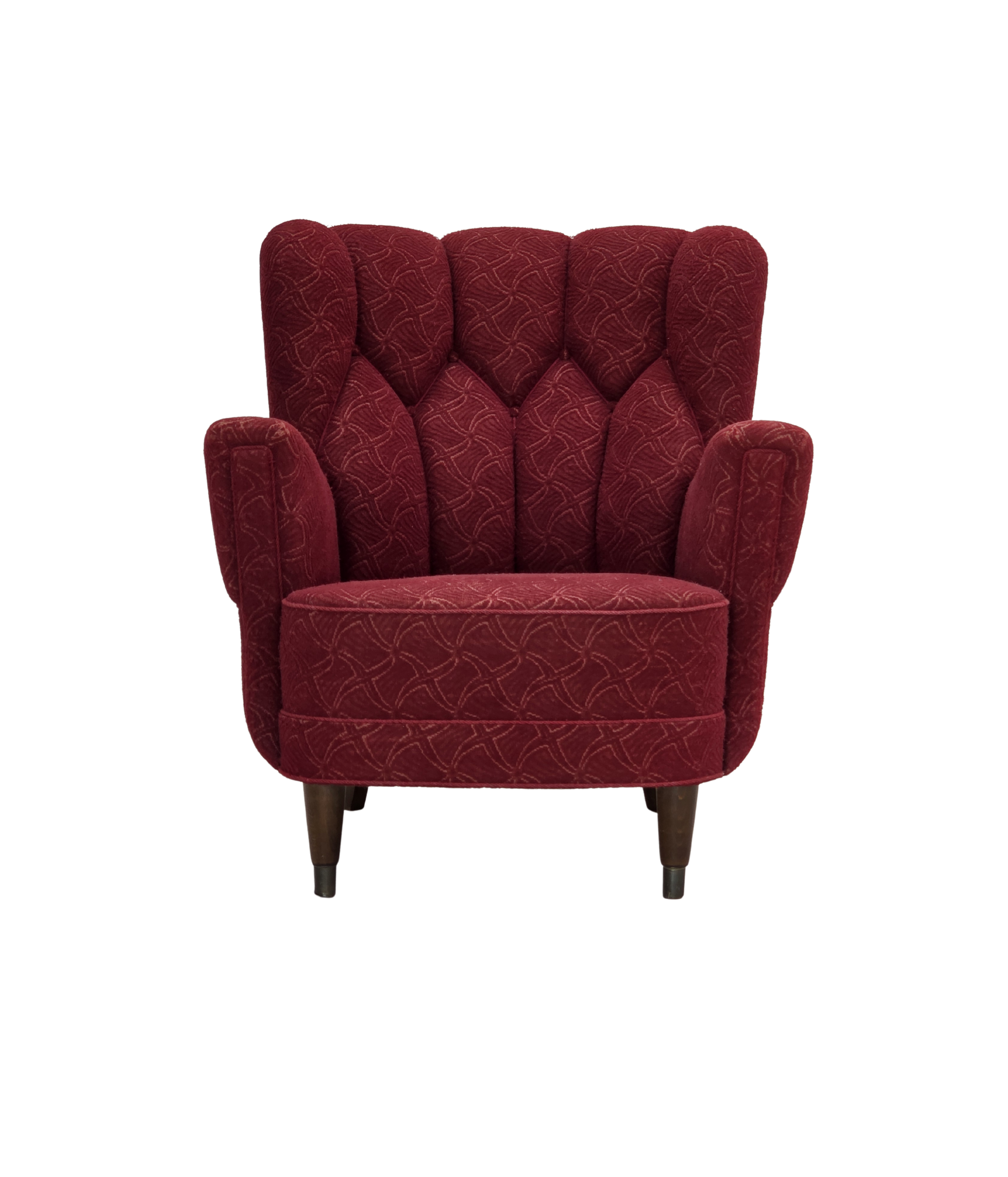 Danish_Red_Fabric_Lounge_Chair_with_Beech_Legs,_1960s