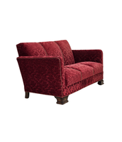 Danish_Red_Velour_3-Seater_Sofa_with_Oak_Legs,_1950s