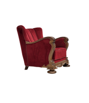 Danish_Red_Velour_Lounge_Chair_with_Carved_Oak_Frame,_1950s