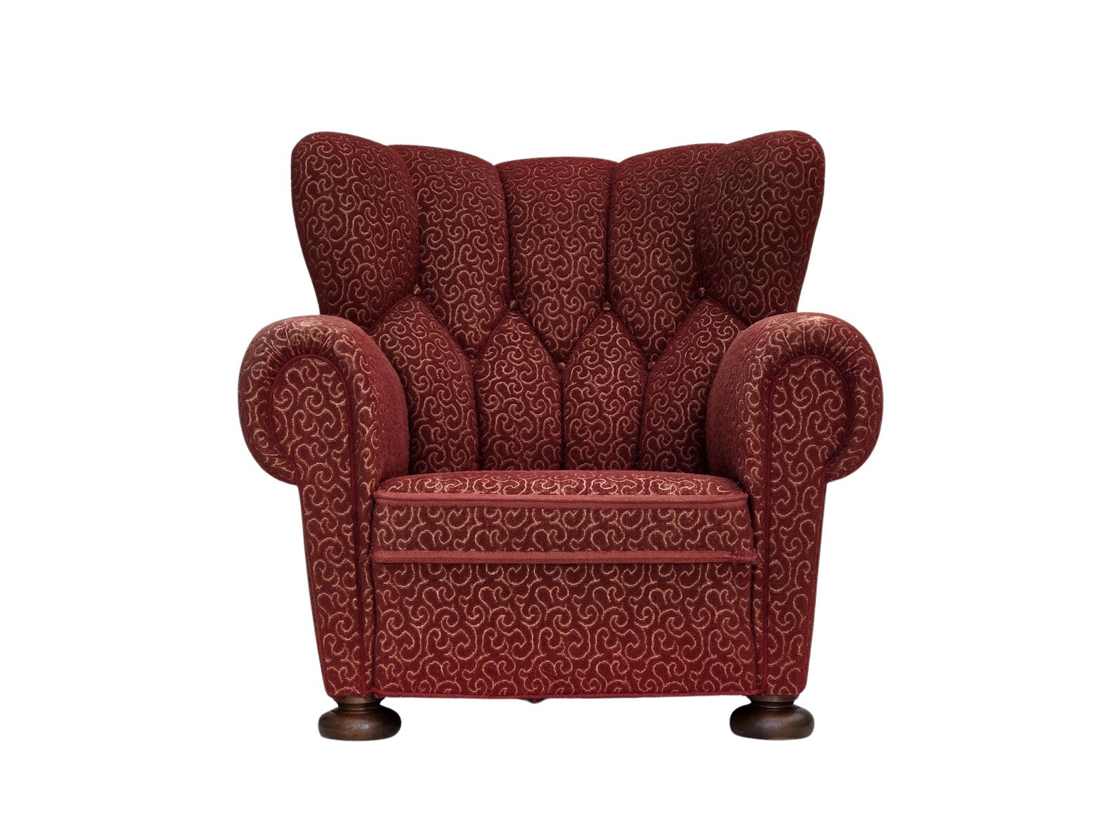 Danish_Relax_Armchair_in_Red_Wool_and_Oak,_1960s,_Denmark