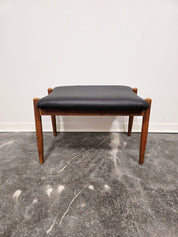 Vintage_Danish-Style_Stool_in_Black_Faux_Leather_and_Wood,_Scandinavian_Design,_1970s