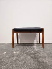 Vintage_Danish-Style_Stool_in_Black_Faux_Leather_and_Wood,_Scandinavian_Design,_1970s