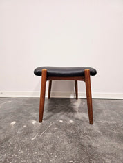 Vintage_Danish-Style_Stool_in_Black_Faux_Leather_and_Wood,_Scandinavian_Design,_1970s