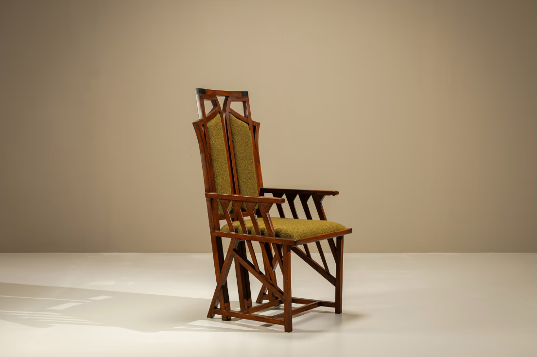 Dark_Art_Nouveau_Arm_Chair,_Newly_Upholstered