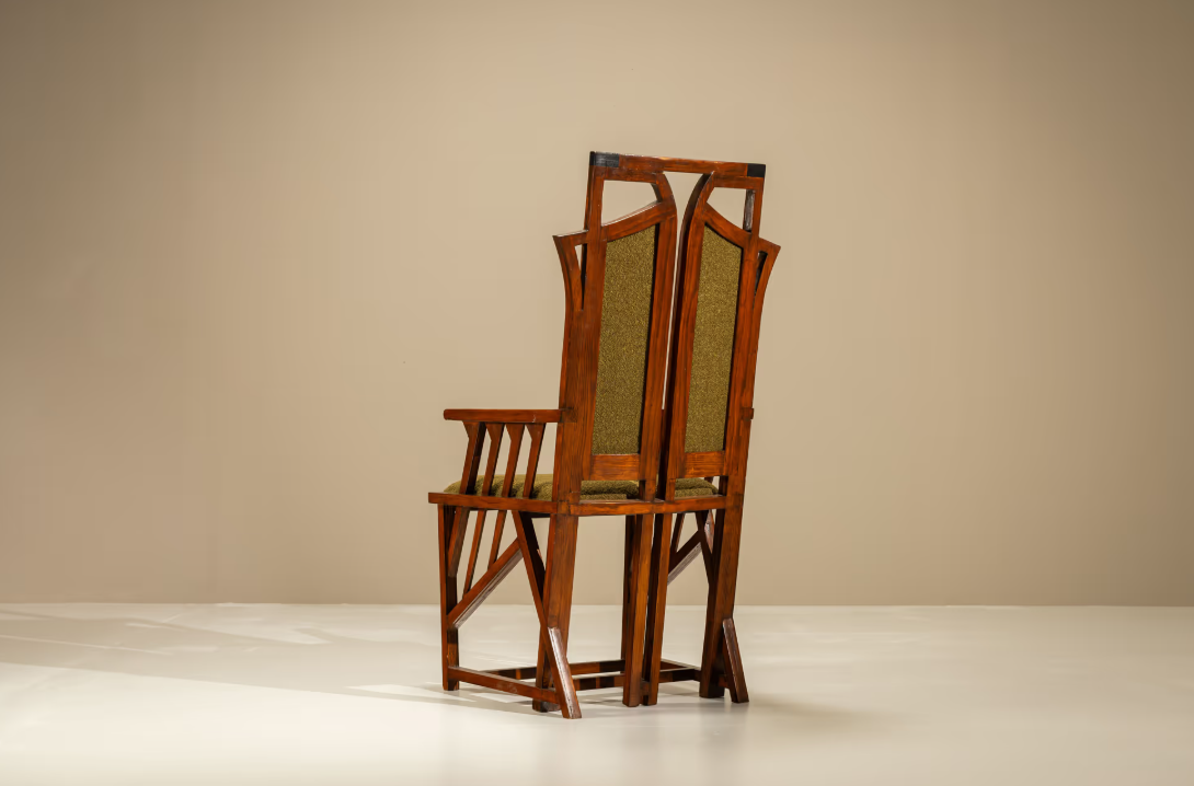 Dark_Art_Nouveau_Arm_Chair,_Newly_Upholstered