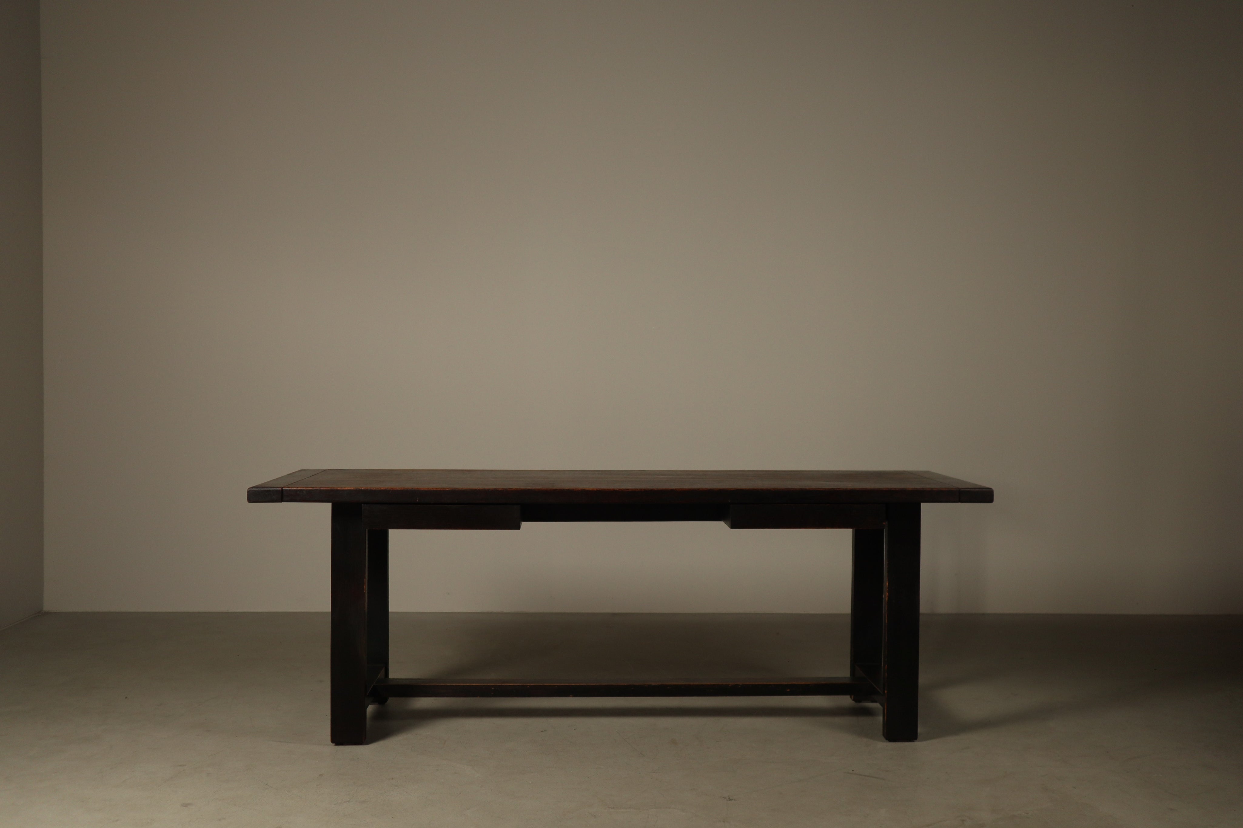 Dining_Table_by_Jean_Batenburg_for_MI,_Dark-Stained_Oak,_Belgium,_circa_1969