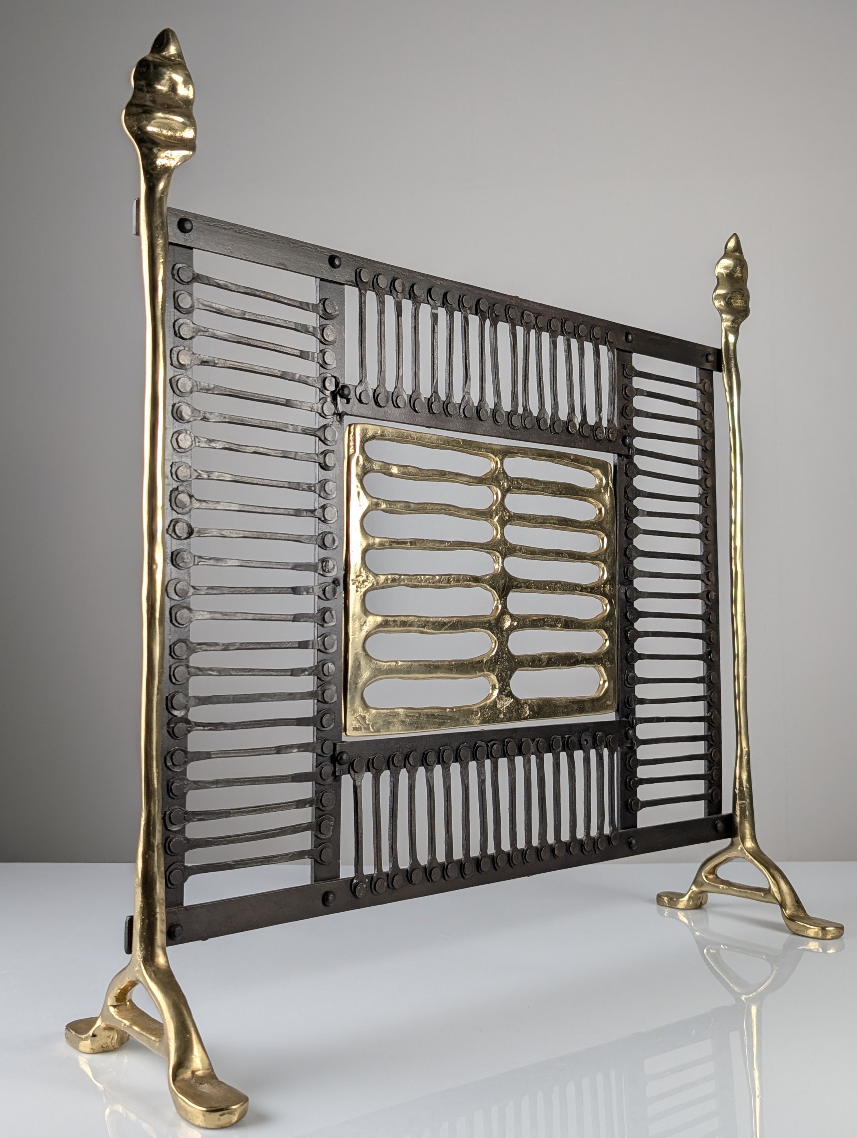 Brutalist_Fireplace_Screen_by_David_Marshall,_Wrought_Iron_and_Brass,_Spain,_1970s