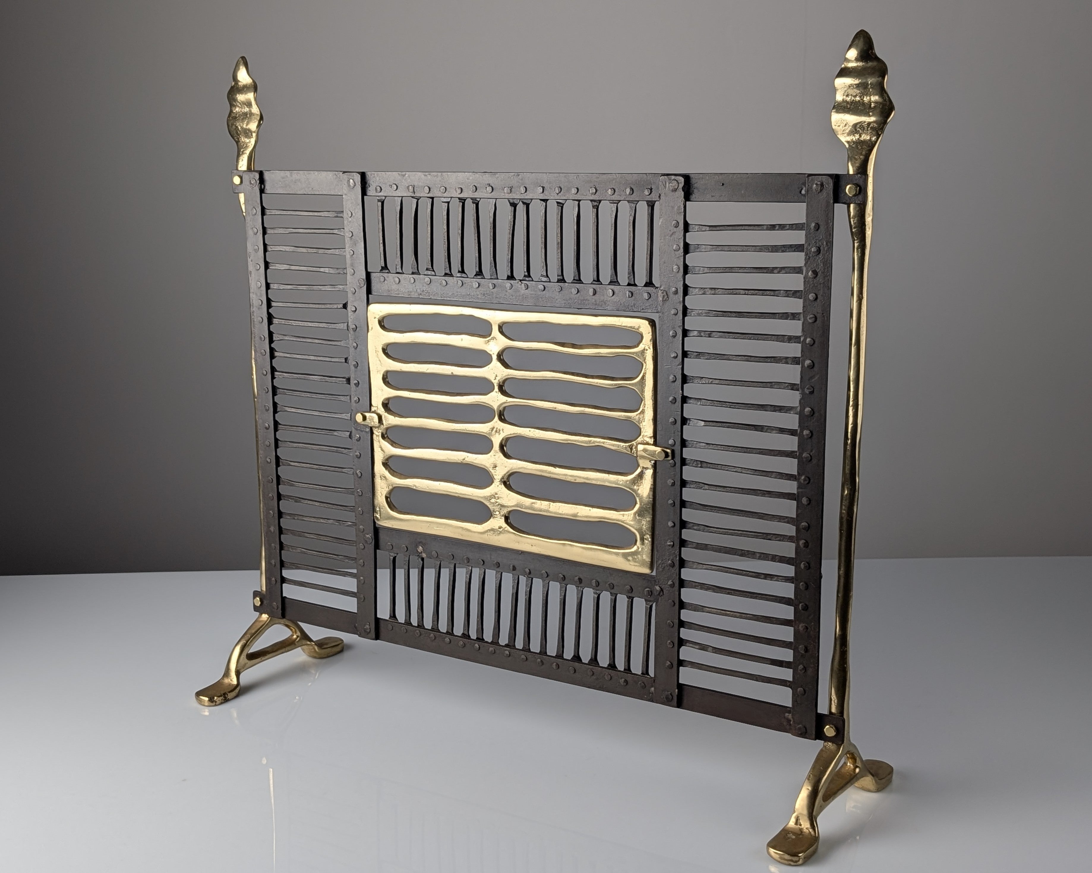 Brutalist_Fireplace_Screen_by_David_Marshall,_Wrought_Iron_and_Brass,_Spain,_1970s