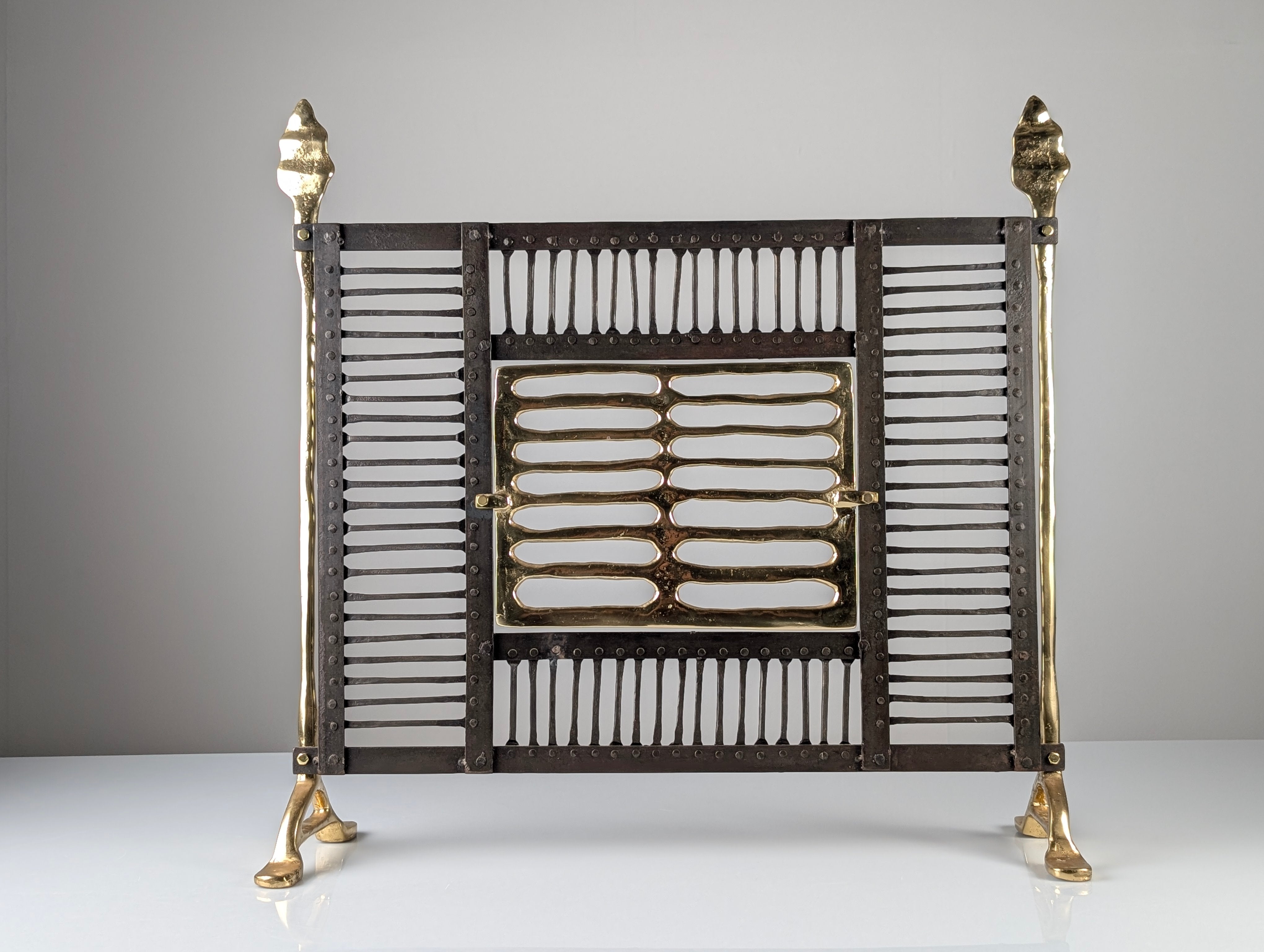 Brutalist_Fireplace_Screen_by_David_Marshall,_Wrought_Iron_and_Brass,_Spain,_1970s