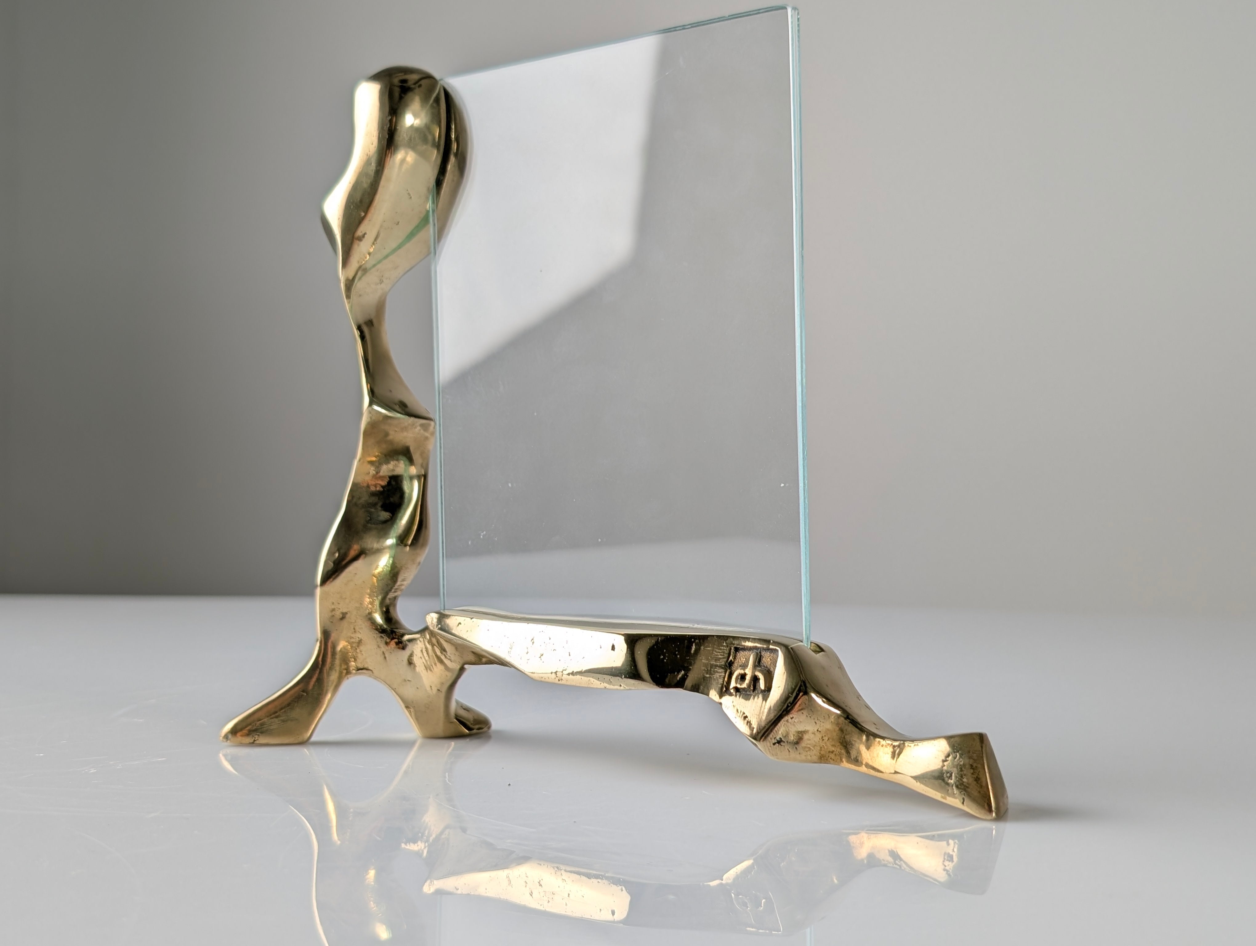 David_Marshall_Brutalist_Picture_Frame_in_Polished_Brass_and_Glass,_Spain,_1970s