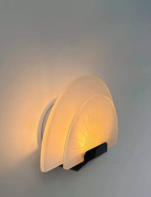 Diva_Wall_Sconce_by_Ezio_Didone_for_Arteluce_in_Frosted_Glass_and_Black_Metal,_Italy_1970s