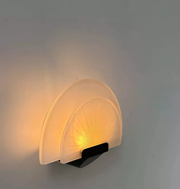 Diva_Wall_Sconce_by_Ezio_Didone_for_Arteluce_in_Frosted_Glass_and_Black_Metal,_Italy_1970s