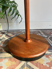 Domus_Adjustable_Teak_Floor_Lamp_with_Cherry_Red_Wild_Silk_Shade,_1960s