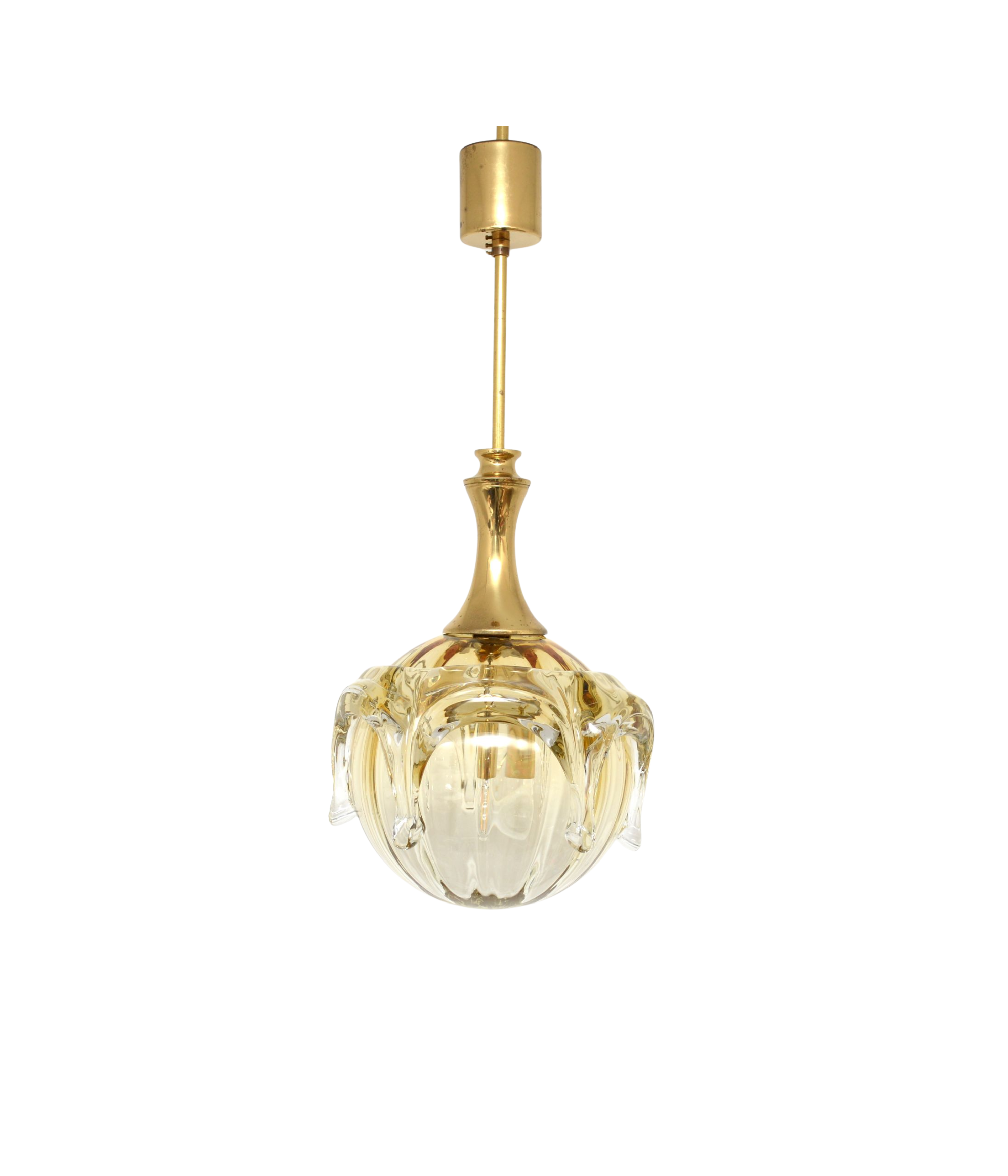 Doria_Murano_Amber_Glass_Pendant_Lamp_in_Brass,_1970s