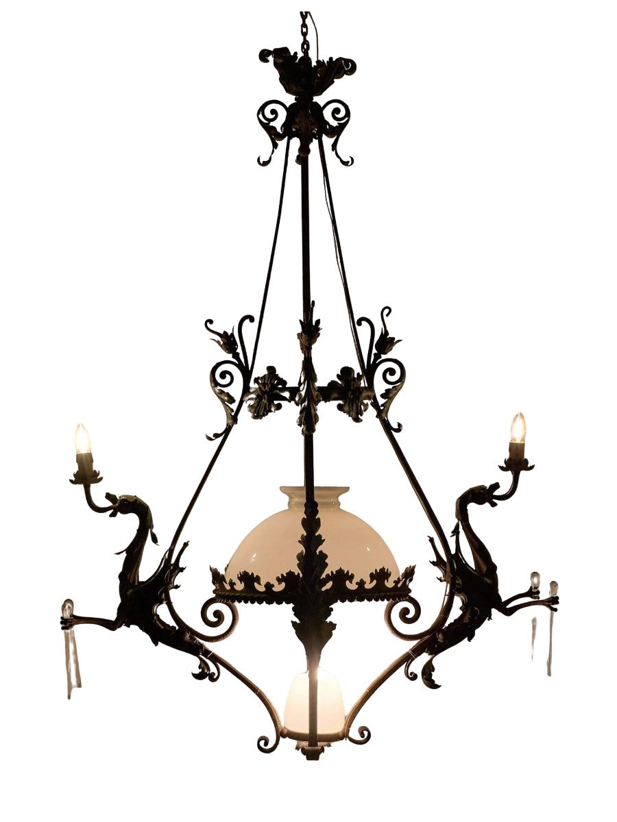 Dragon_Chandelier,_Wrought_Iron_&_Glass,_circa_1900,_Belgium