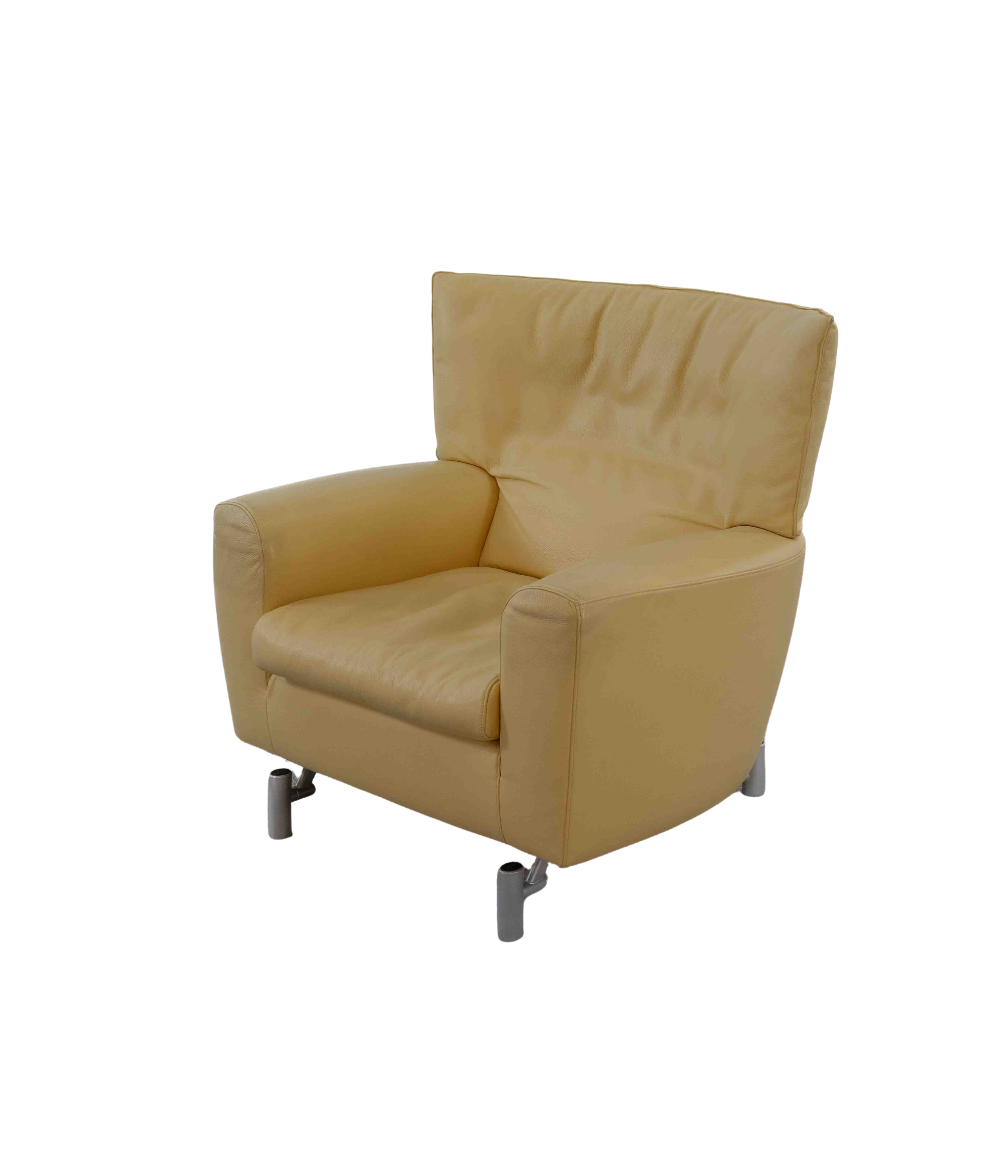 Drop_Armchair_by_Gerard_Van_den_Berg_for_Molteni_and_C_in_Yellow_Leather,_1990s