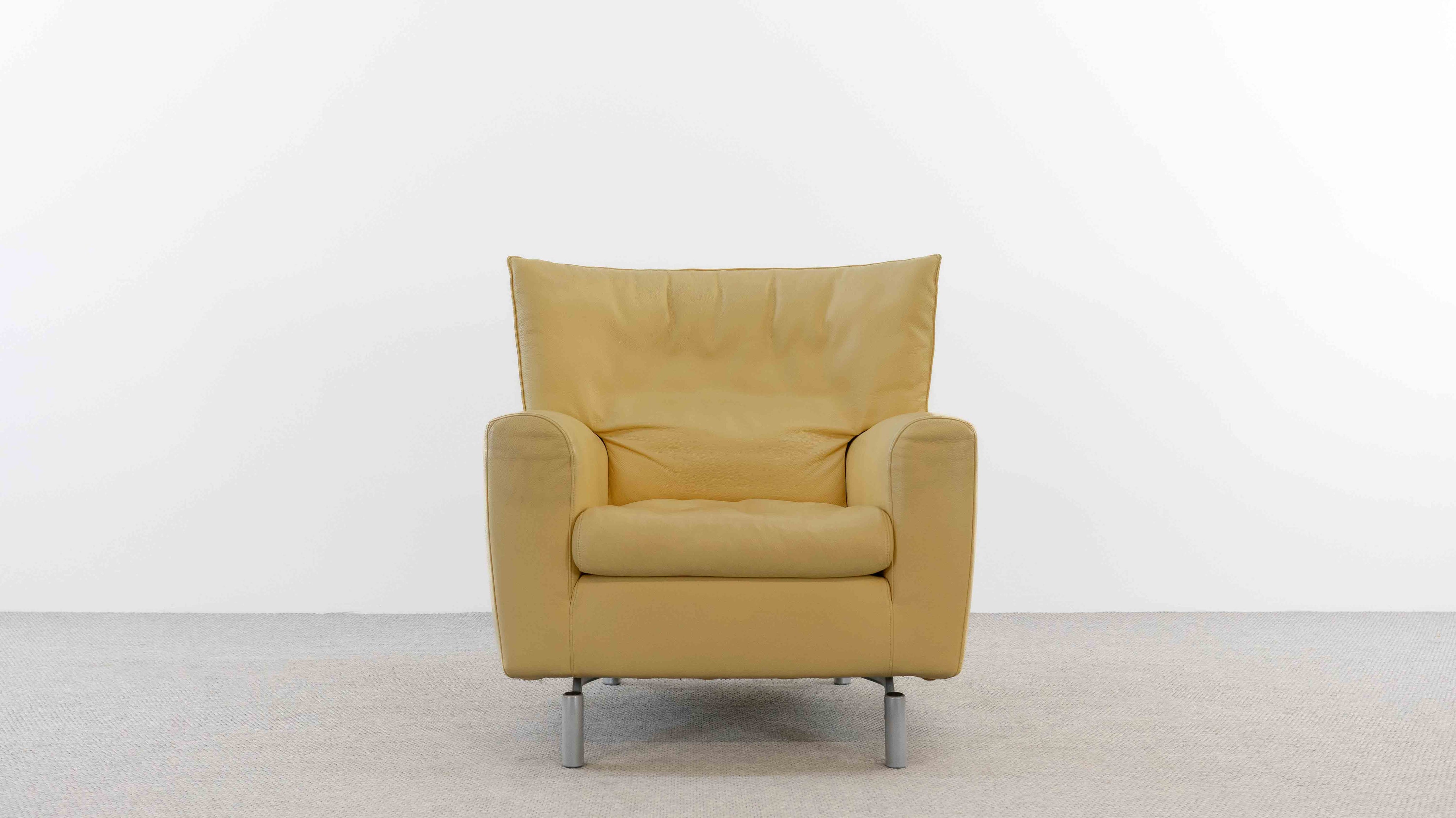 Drop_Armchair_by_Gerard_Van_den_Berg_for_Molteni_and_C_in_Yellow_Leather,_1990s