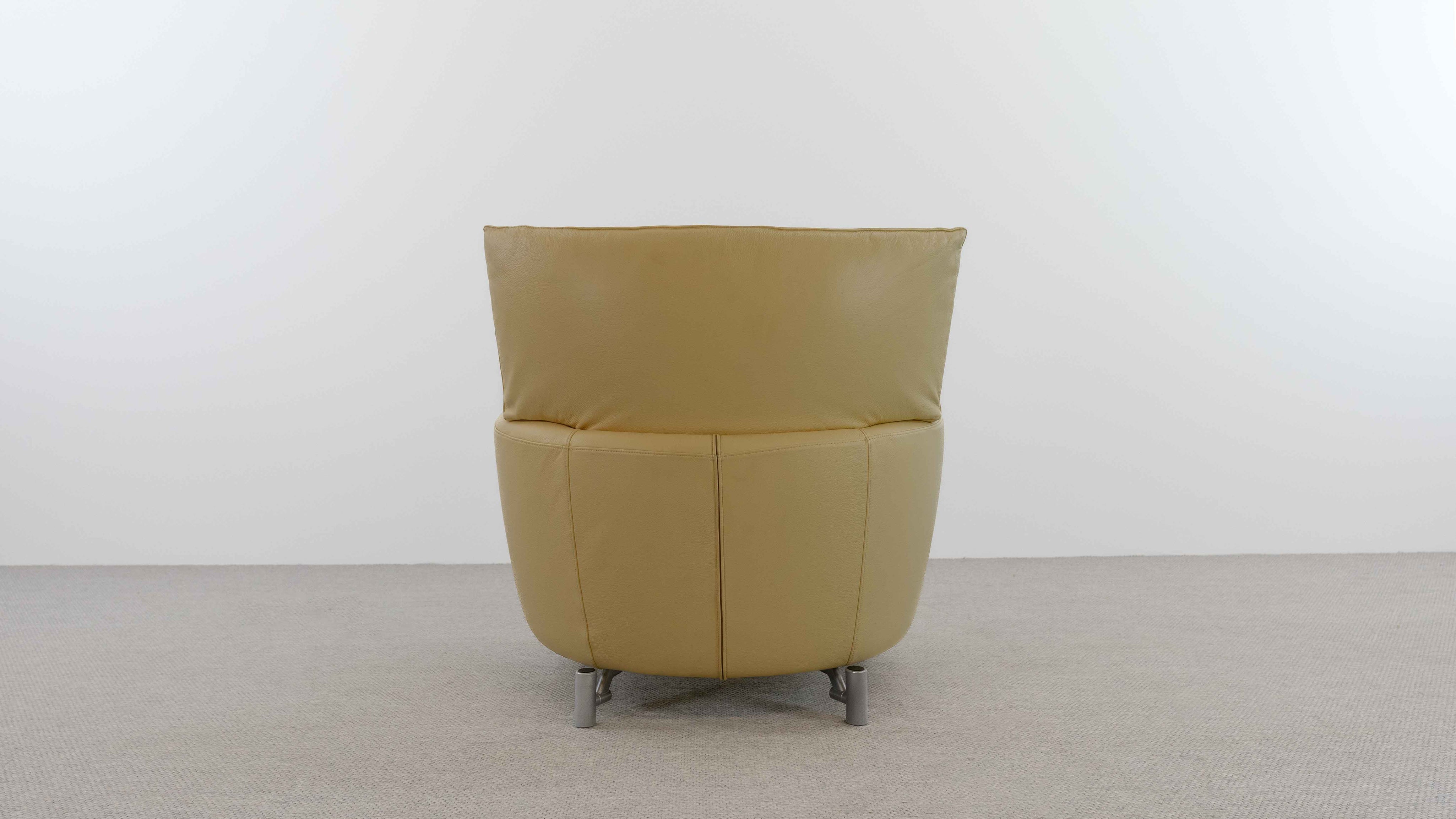 Drop_Armchair_by_Gerard_Van_den_Berg_for_Molteni_and_C_in_Yellow_Leather,_1990s