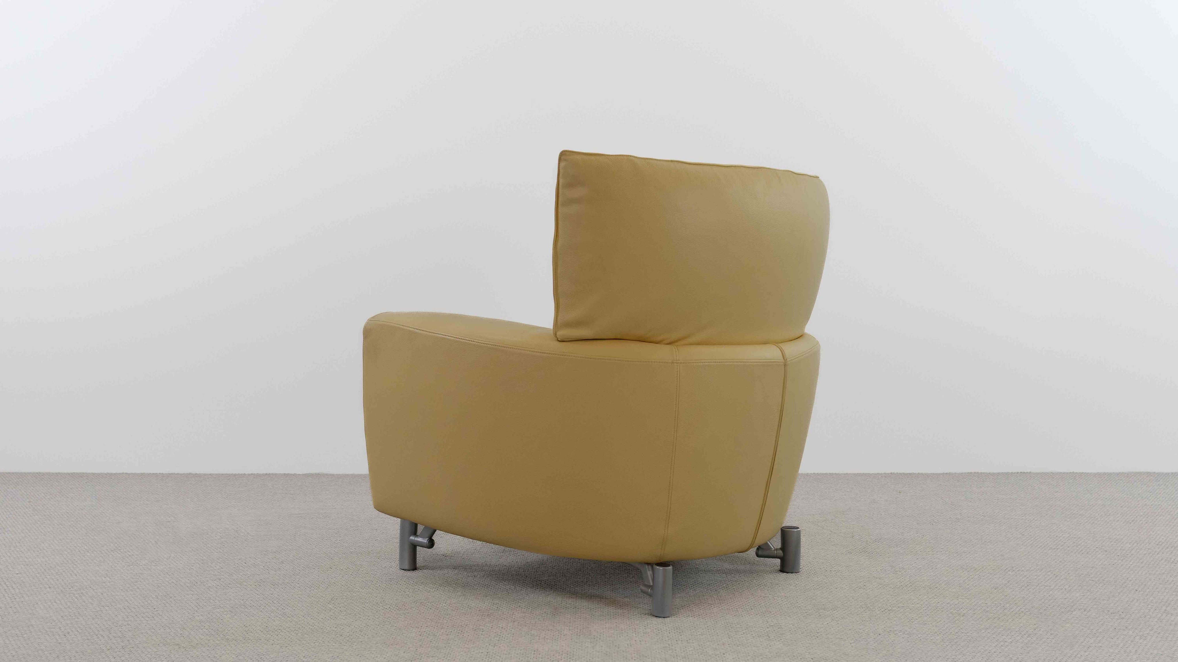 Drop_Armchair_by_Gerard_Van_den_Berg_for_Molteni_and_C_in_Yellow_Leather,_1990s