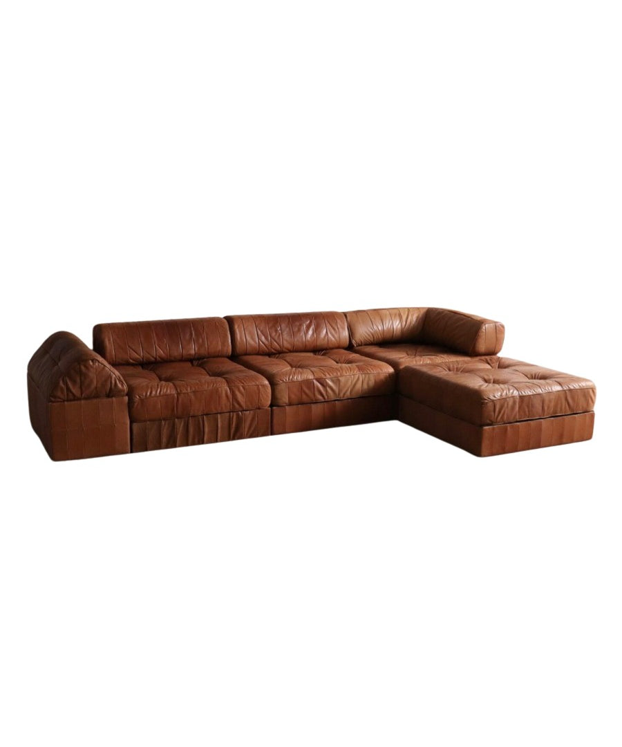 DS-88_Modular_Sofa_in_Cognac_Patchwork_Leather_by_De_Sede,_1970s,_Switzerland