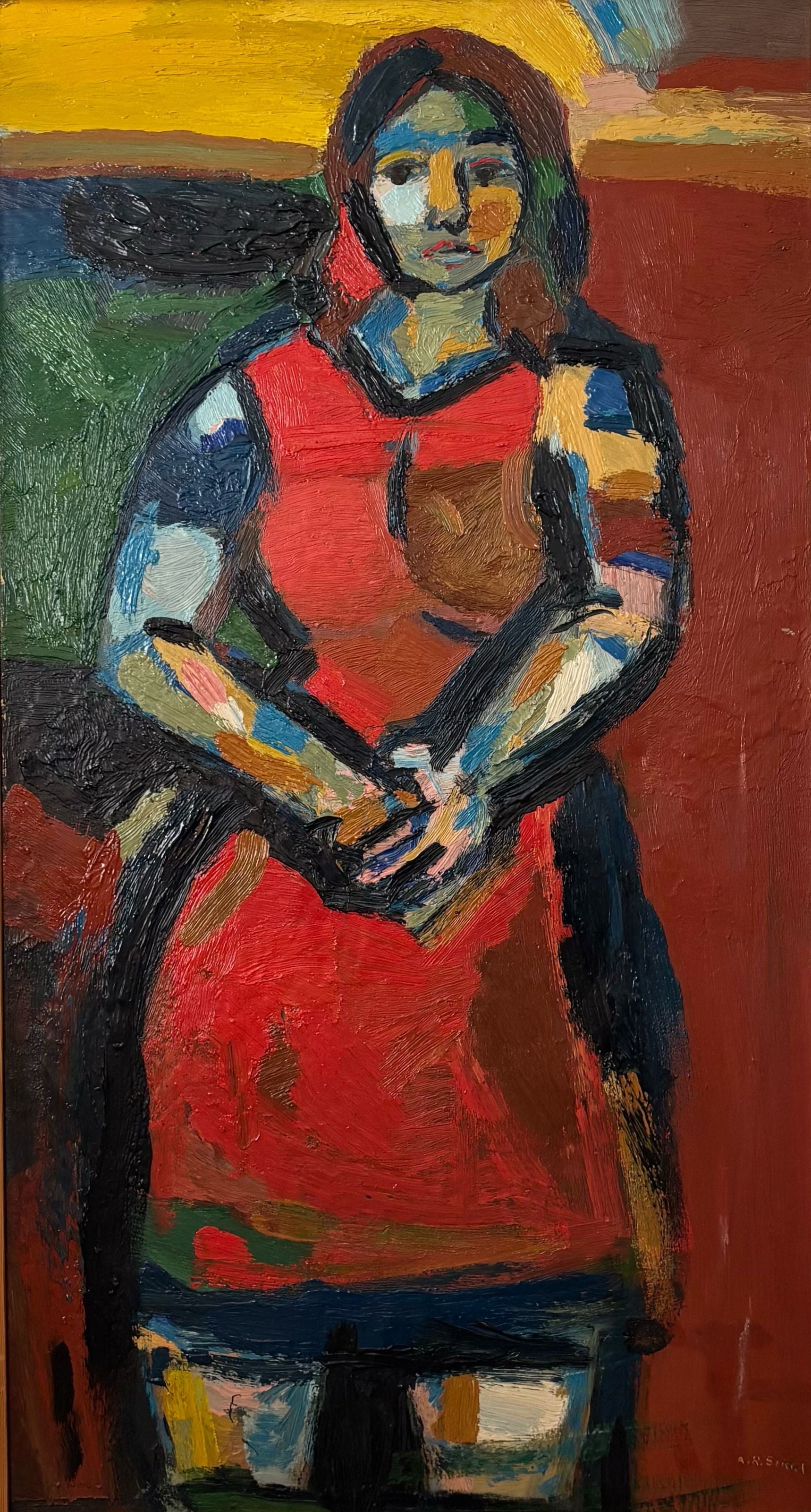 “Jannie”_Large_Expressionist_Oil_Painting_on_Linen_by_Arthur_Rudolf_Rudi_Seidel