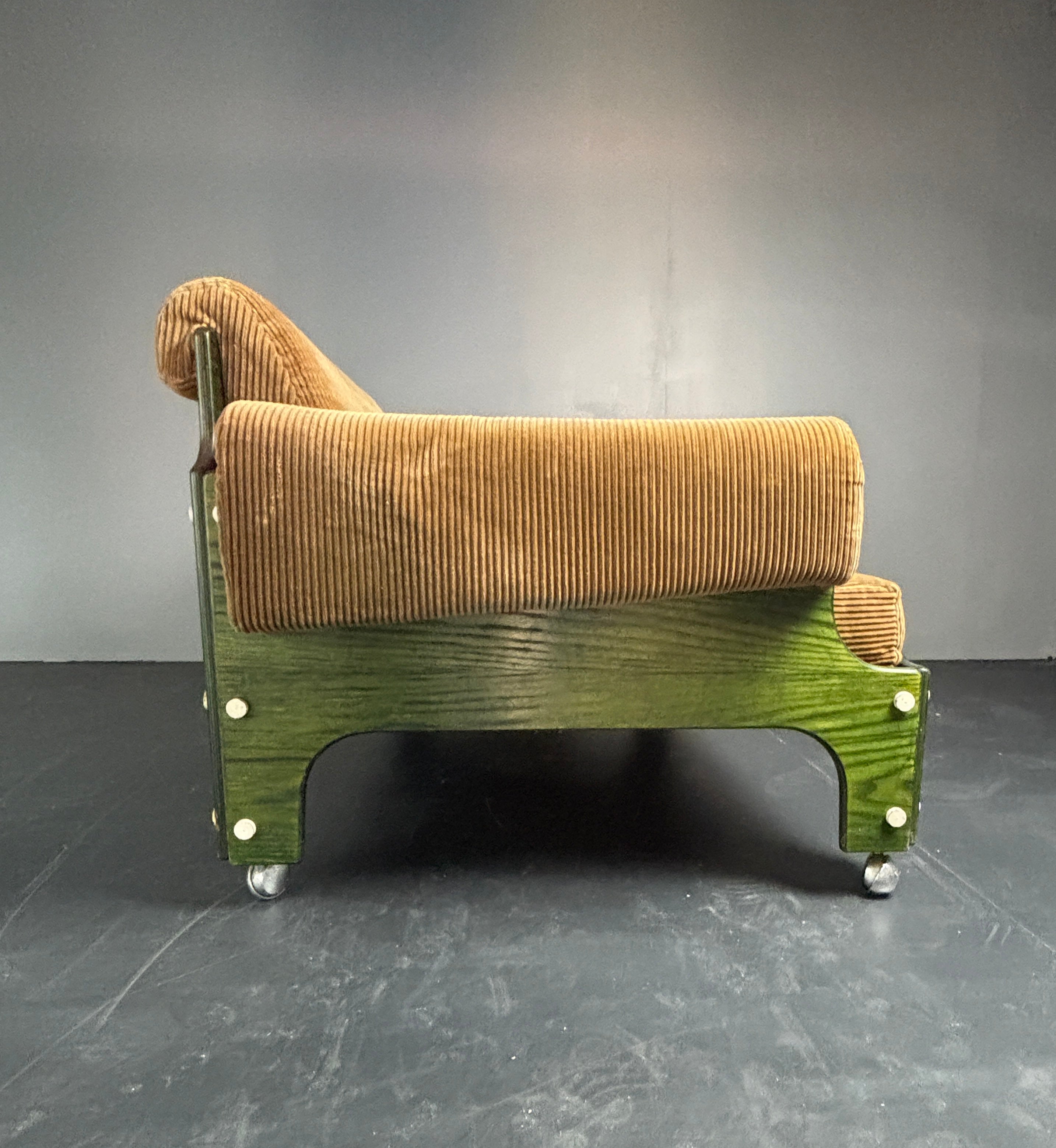 Rare_BZ85_Two-Seater_Sofa_by_Jan_Pieter_Berghoef_for_'t_Spectrum,_Green_Beech_Plywood_and_Beige_Corduroy,_Netherlands,_1968–1969