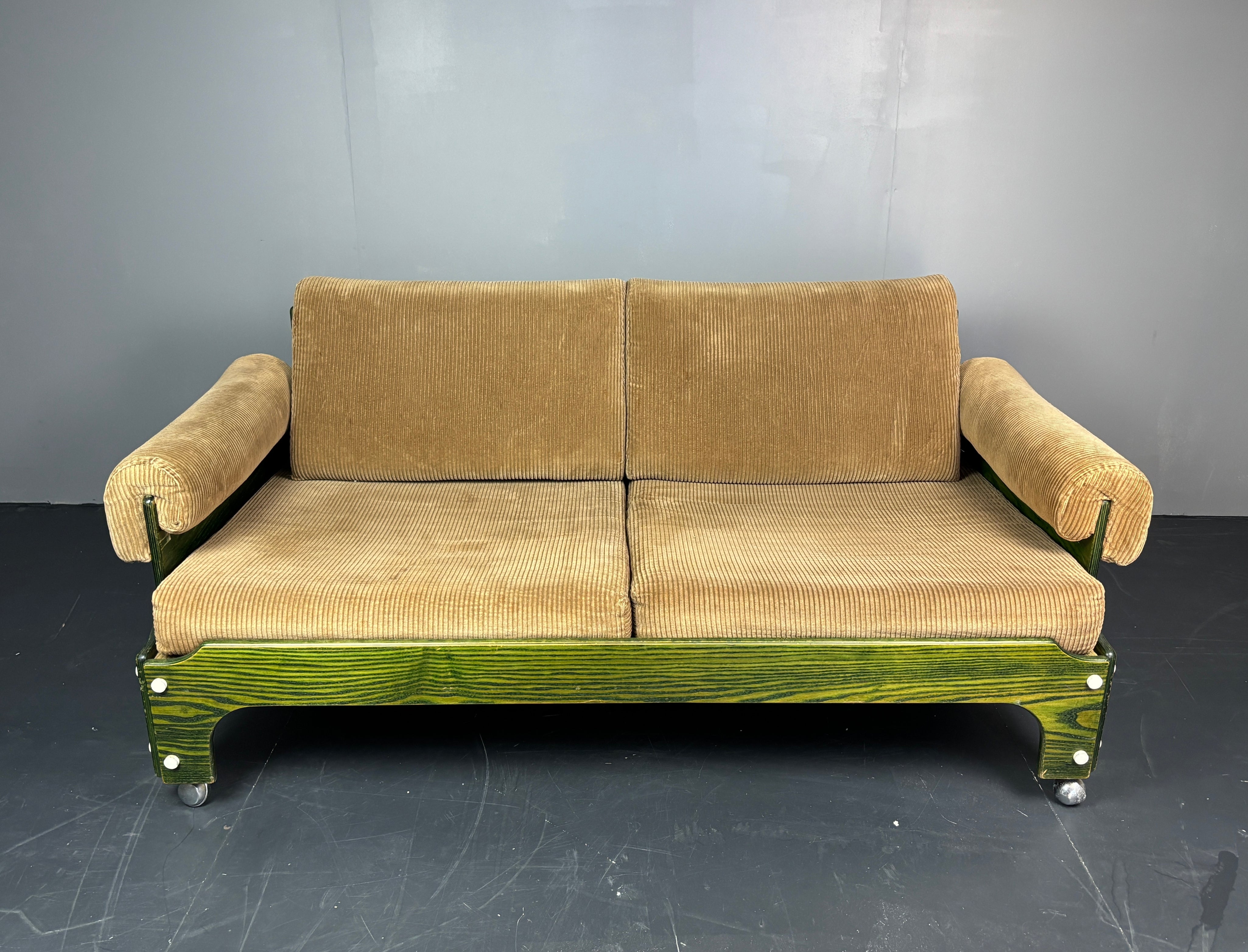 Rare_BZ85_Two-Seater_Sofa_by_Jan_Pieter_Berghoef_for_'t_Spectrum,_Green_Beech_Plywood_and_Beige_Corduroy,_Netherlands,_1968–1969