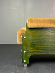 Rare_BZ85_Two-Seater_Sofa_by_Jan_Pieter_Berghoef_for_'t_Spectrum,_Green_Beech_Plywood_and_Beige_Corduroy,_Netherlands,_1968–1969