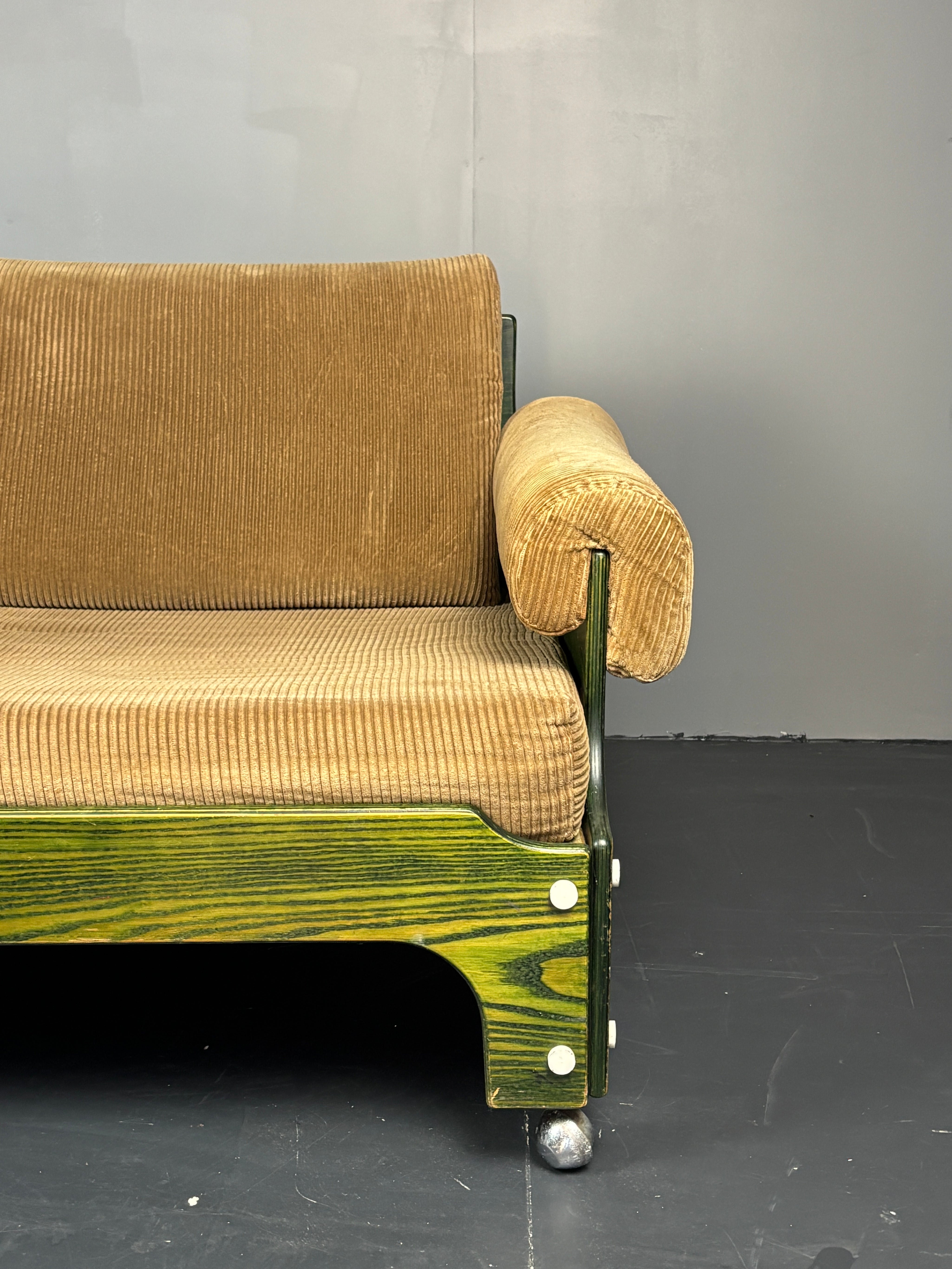 Rare_BZ85_Two-Seater_Sofa_by_Jan_Pieter_Berghoef_for_'t_Spectrum,_Green_Beech_Plywood_and_Beige_Corduroy,_Netherlands,_1968–1969