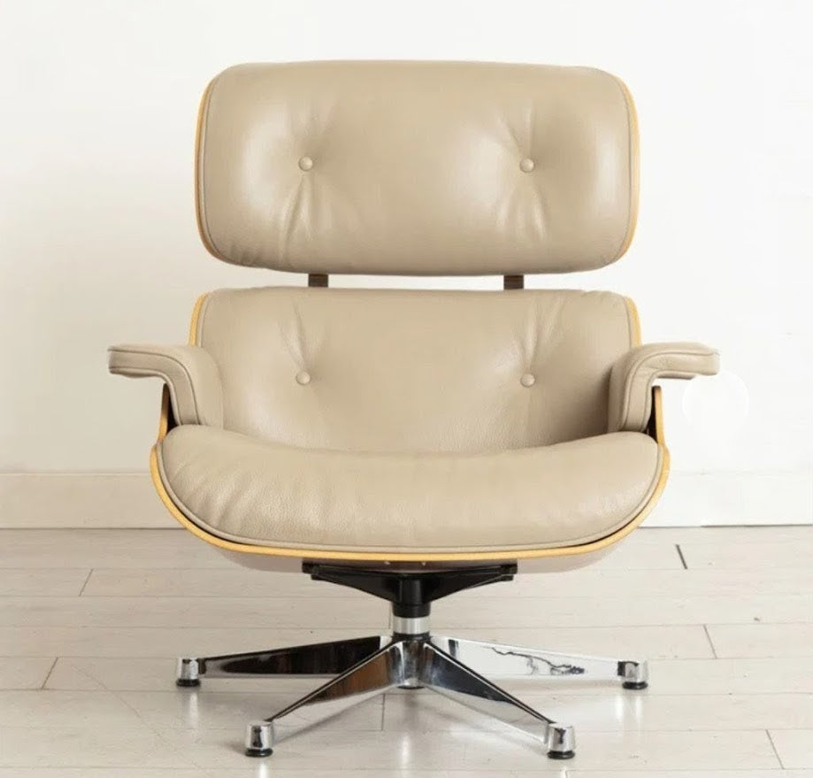 Charles_&_Ray_Eames_EA670_Lounge_Chair_for_Vitra_in_Cream_Leather_and_Chestnut_Plywood
