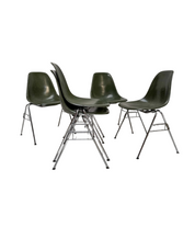 Eames_Fiberglass_Side_Chair_by_Charles_&_Ray_Eames_for_Herman_Miller,_Olive_Green_Shell_and_Stacking_Chrome_Base,_1970s