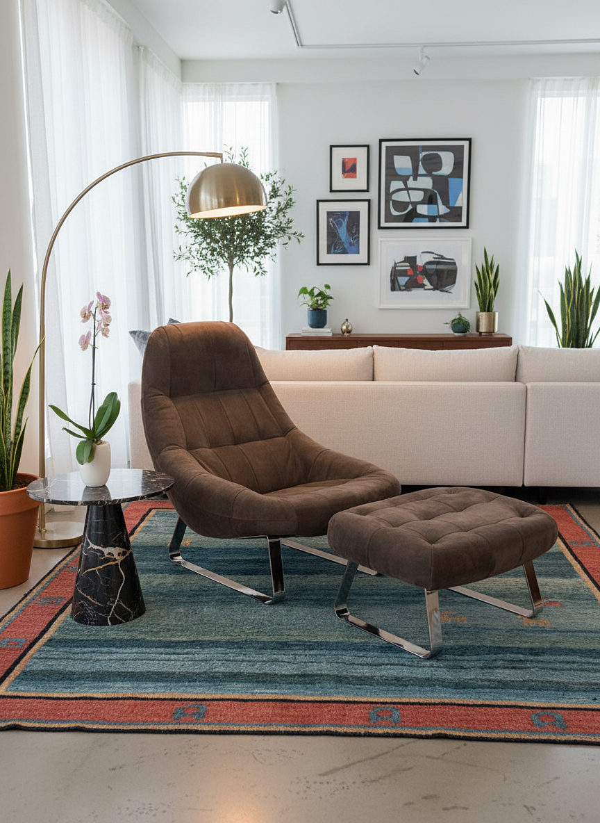 Set_of_Earth_Chair_and_Ottoman_by_Percival_Lafer,_1970s